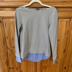 J Crew Mercantile Top Striped‎ Boatneck Layered 100% Cotton Shirt Wmn Small